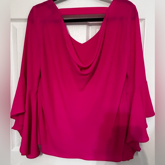 Joseph Ribkoff Hot Pink Ruffle‎ Sleeve Blouse Size 6 - Picture 3 of 15